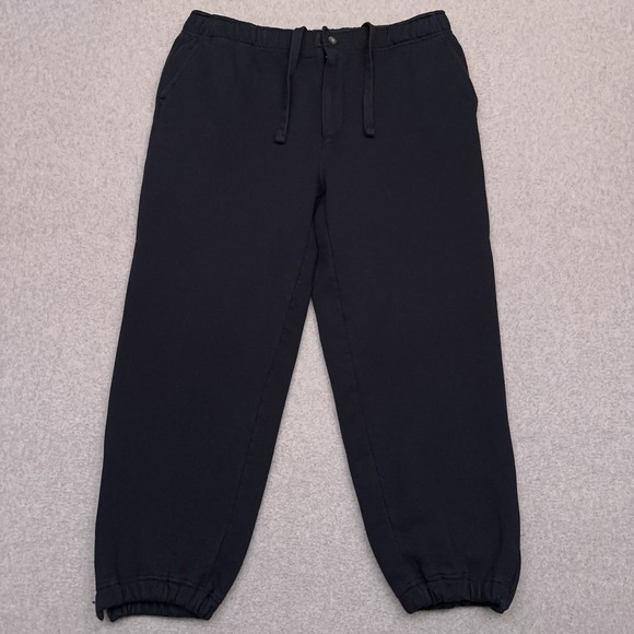 LL Bean Cozy Sweatpants Men's Large Navy Blue Drawstring Ankle Zip Heavyweight - Picture 1 of 10